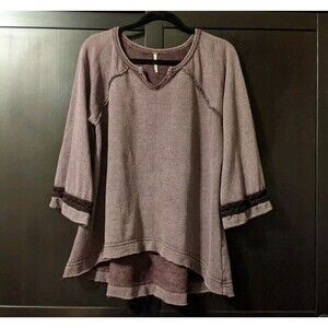 Free People Oversized Tunic Boho Crochet Women's Size S Chunky Capsule Lagenlook